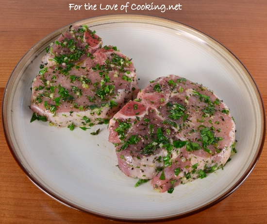 Herb Pork Chops with Caramelized Shallots
