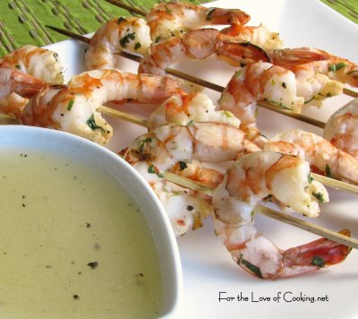 Cilantro Lime Shrimp Skewers with Honey Lime Dipping Sauce