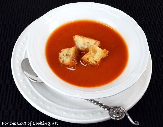 Fire Roasted Tomato Soup with Homemade Croutons