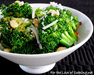 Broccoli with Garlic, Pine Nuts, and Asiago Cheese