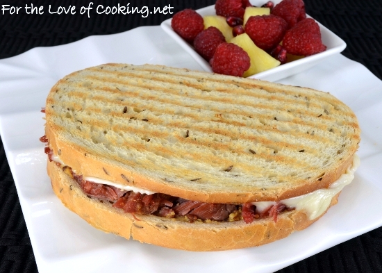Corned Beef and Swiss Panini on Rye