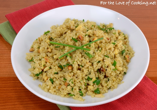 Garlicky Quinoa with Toasted Pine Nuts, Chives, and Parsley