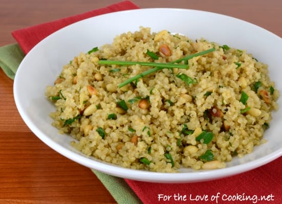 Garlicky Quinoa with Toasted Pine Nuts, Chives, and Parsley