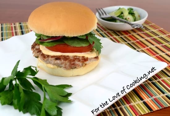 asian turkey burgers with avocado and sriracha lime mayonnaise