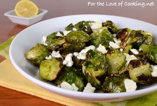 Roasted Brussels Sprouts with Garlic, Lemon, and Feta