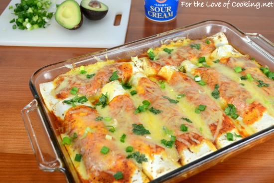 Pork Tenderloin and Caramelized Onion Enchiladas in a Homemade Enchilada Sauce