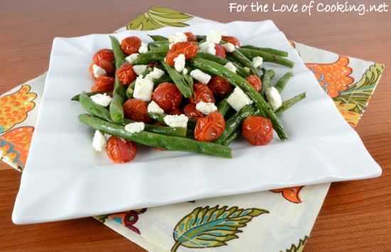 Roasted Green Beans and Tomatoes Topped with Feta