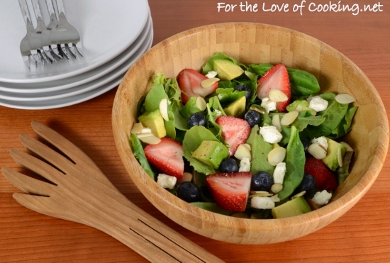 Mixed Greens with Berries, Feta, Avocado, and Almonds