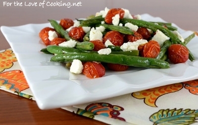Roasted Green Beans and Tomatoes Topped with Feta
