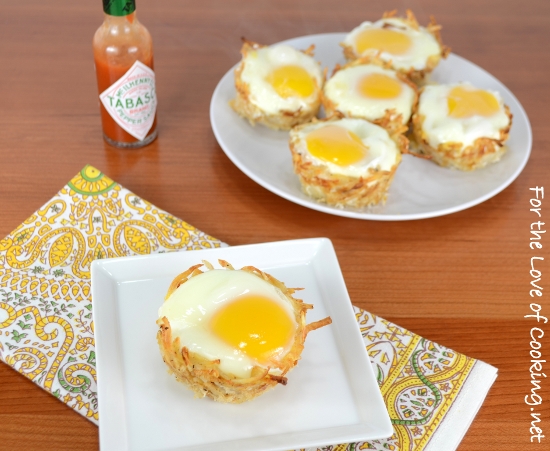 Hash Brown Nests with Egg, Ham, and Sharp Cheddar