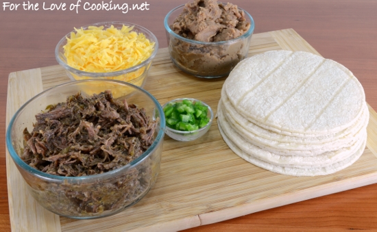 Baked Shredded Beef, Bean, Extra Sharp Cheddar and Jalapeno Taquitos