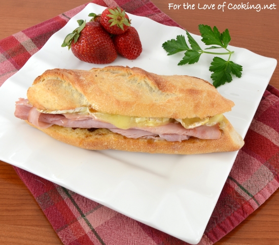 Toasted Ham and Brie on a Baguette with Fig Jam