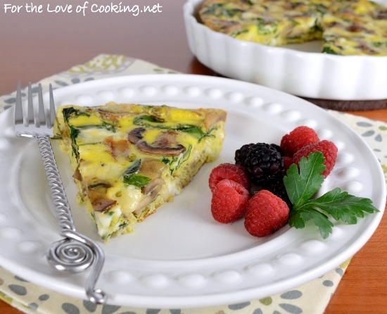 Baked Caramelized Mushroom, Onion, Spinach, and Swiss Cheese Frittata