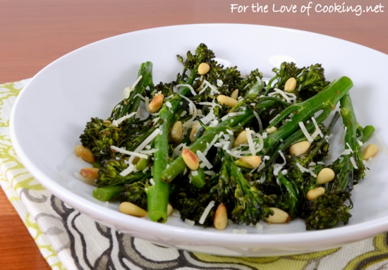 Roasted Broccolini with Garlic, Pine Nuts, and Parmesan