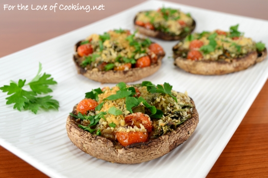 Roasted Portobello Mushroom Stuffed with Spinach and Tomatoes