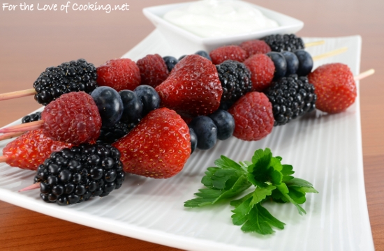 Berry Skewers with a Coconut Lime Yogurt Dip