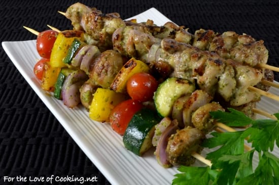Pesto Chicken and Vegetable Kebabs