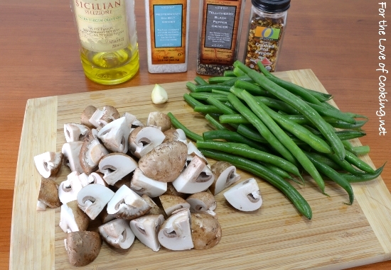 Roasted Green Beans and Mushrooms with Garlic
