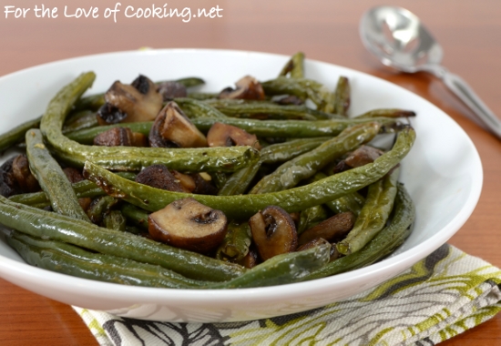 Roasted Green Beans and Mushrooms with Garlic