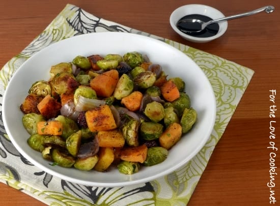 Roasted Brussels Sprouts and Butternut Squash with Dried Cranberries