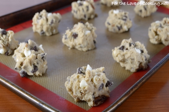 Thick and Chewy Black and White Chocolate Chip Cookies with Pecans