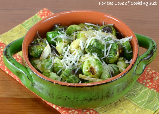 Roasted Brussels Sprouts with Garlic Slivers and Parmesan