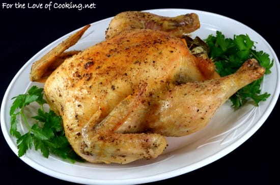 roasted chicken with meyer lemon, garlic, and fresh bay leaves