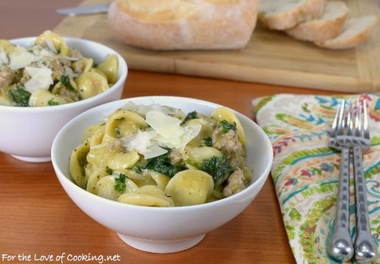 One Pan Orecchiette with Italian Sausage and Kale