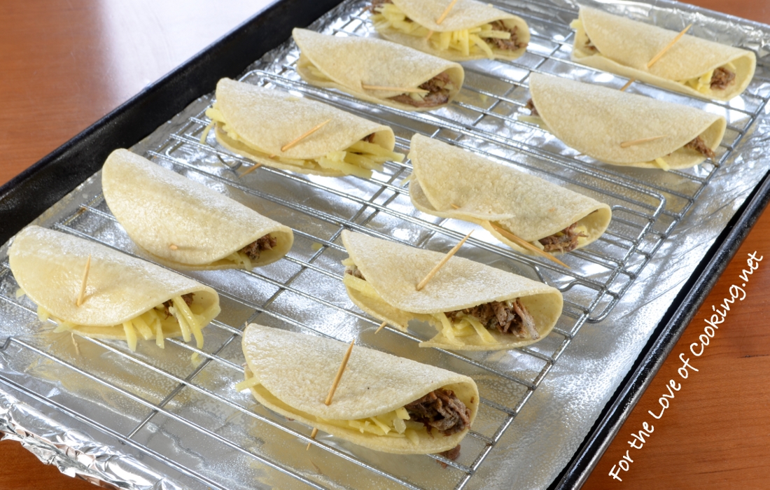 Baked Mini Shredded Beef & Cheese Tacos