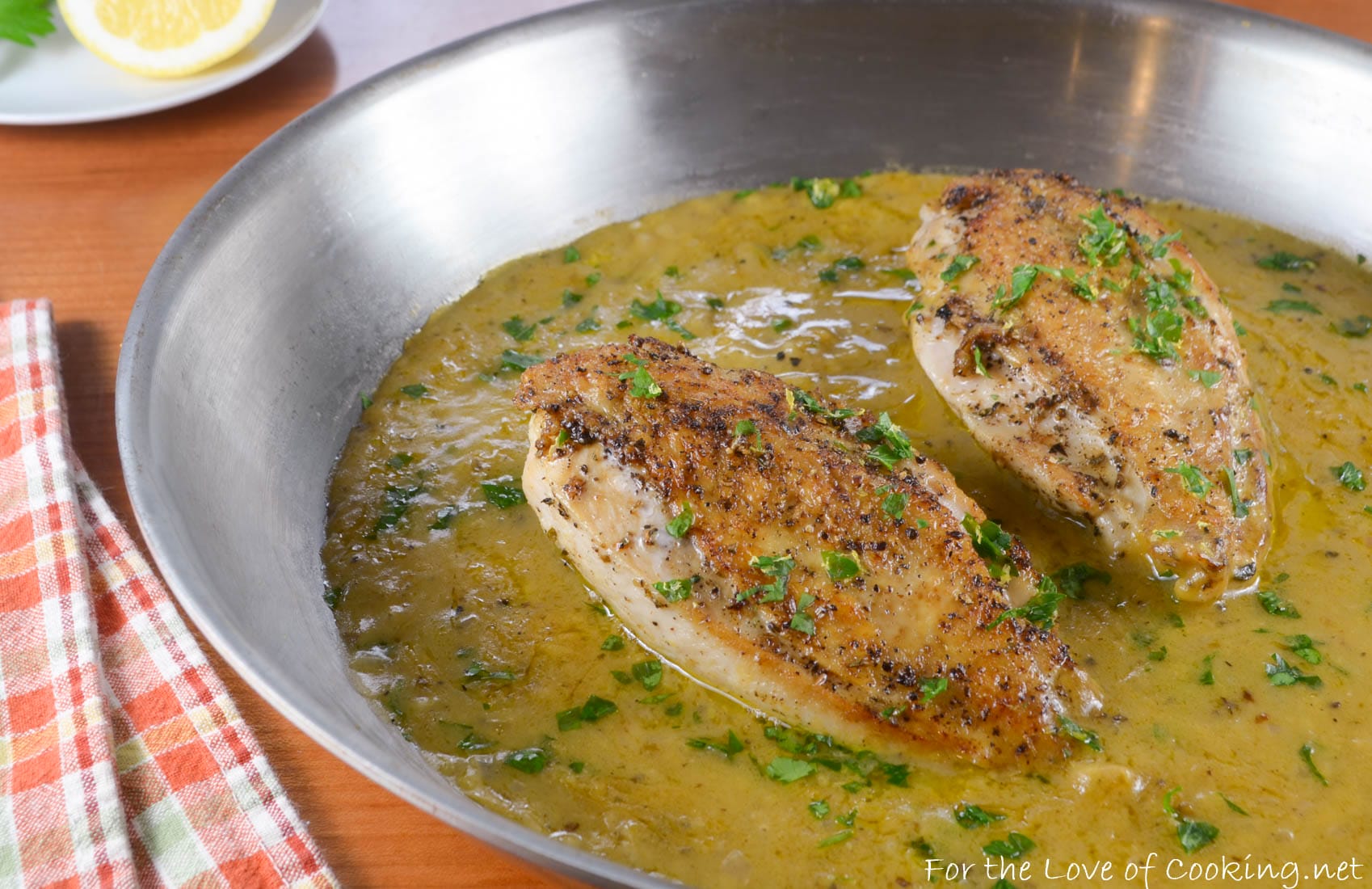 skillet-roasted chicken breasts in lemon sauce