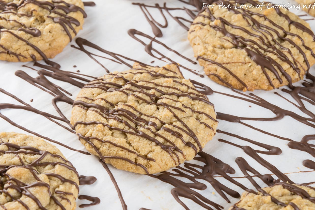 Peanut Butter Oatmeal Cookies with Chocolate Drizzle