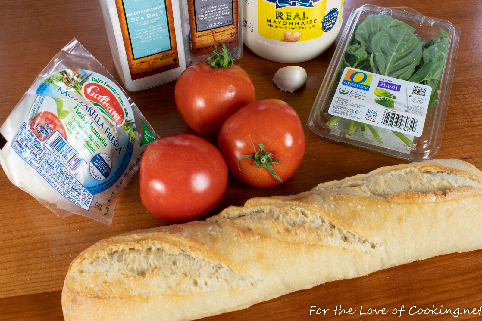 Open Faced Tomato and Mozzarella Sandwich with Basil Aioli