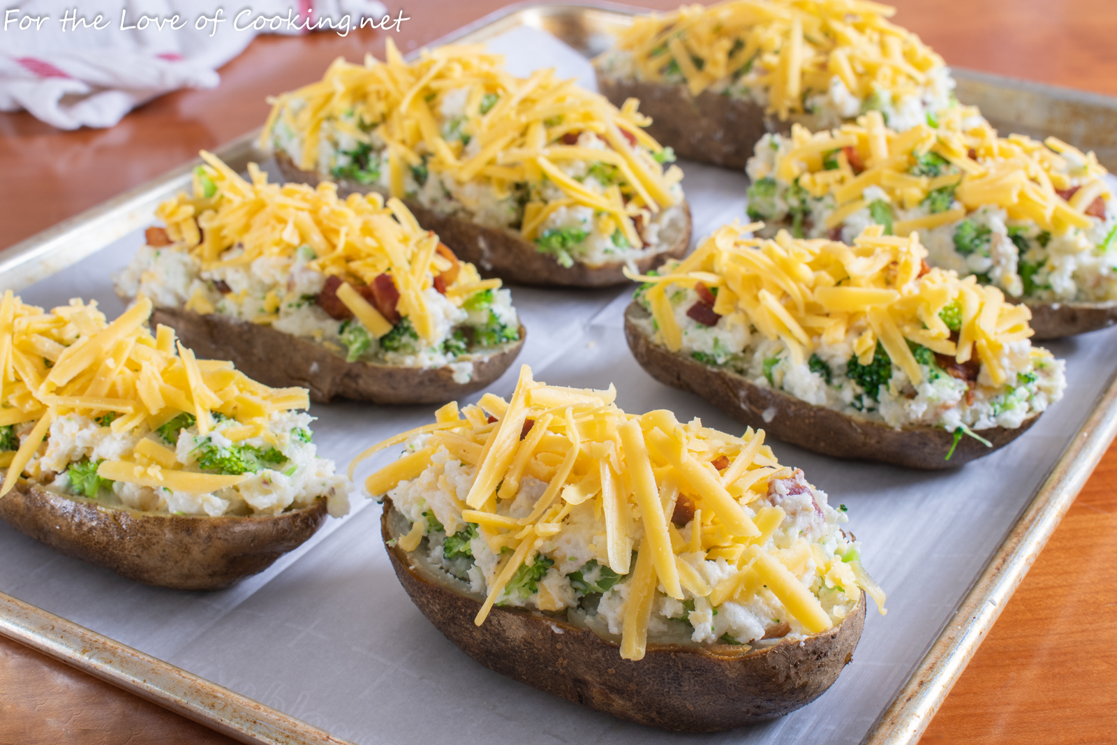 Broccoli Cheddar Twice Baked Potatoes with Bacon
