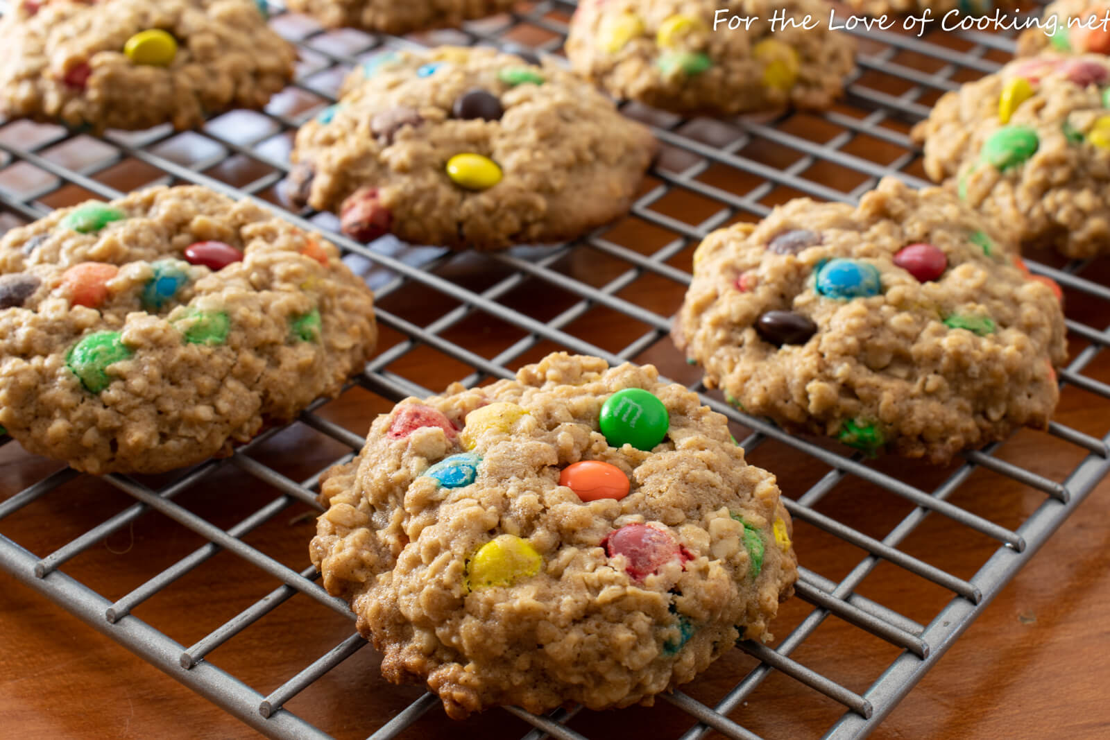 Chewy Oatmeal M&M Cookies