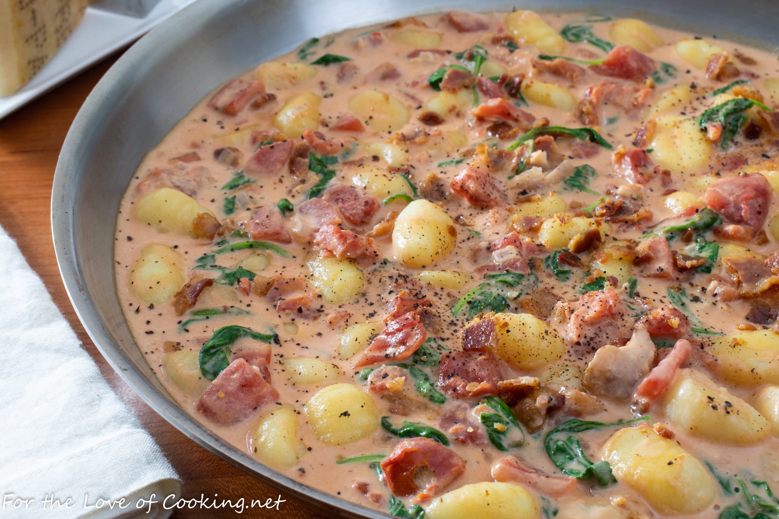 Gnocchi with Bacon and Spinach in a Tomato Cream Sauce
